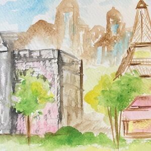 Parisaian watercolor art wall decor